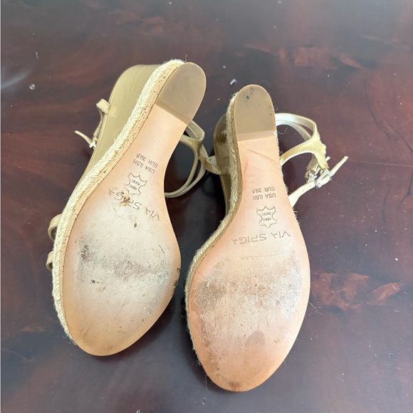 Via Spiga Nude Leather Espadrille Wedge Sandals 8.5 - Picture 5 of 8